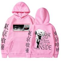 Japanese Anime Kaneki Ken Tokyo Ghoul Graphic Print Hoodie Men's Women Fashion Gothic Loose Hooded Sweatshirts Unisex Streetwear M