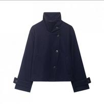 Womens Stand Collar Wool Blend Jacket Casual Chic Outerwear Petite Frame Fall 2025 S black