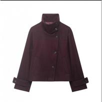 Womens Stand Collar Wool Blend Jacket Casual Chic Outerwear Petite Frame Fall 2025 S