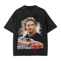 Paul Walker T Shirts Hip Hop Washed Cotton Harajuku T-Shirts  Vintage for Men Women Tops Streetwear Summer Tee Shirt XL