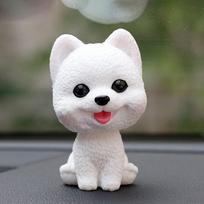 Tabletop Gift Wobble Head Dolls Nodding Puppy Toys Shaking Head Dog Car Ornaments Bobblehead Dog White Pomeranian