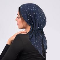 Lightweight Pre-tied Head Scarf Breathable Stretchy Turban Cap Stylish Chemo Headwear  Daily Wear black