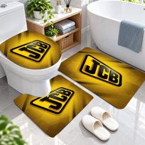3Pcs Flannel Toilet Mat Set JCB Bathroom Rug Bath Carpet Non Slip Home Decor 3Pcs-50x80cm+50x40cm+35x45cm