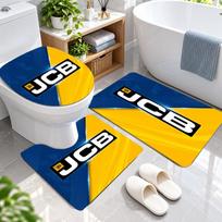 3Pcs Flannel Toilet Mat Set JCB Bathroom Rug Bath Carpet Non Slip Home Decor 3Pcs-50x80cm+50x40cm+35x45cm