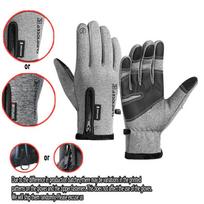 Xiaomi Winter Warm Touchscreen Fleece Lined Full Finger Gloves, Fashion Printed with Adjustable Zipper, for Winter Outdoor Cycling M black