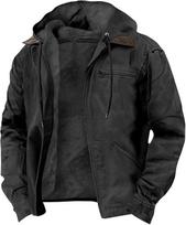 European & American Men's Casual Hooded Jacket - Autumn/Winter Velvet Zipper Pocket XXXL
