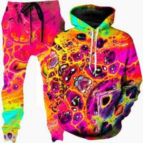 Colorful Abstract Mandala 3D Print Hoodies Pants Set Men's Sweatshirts Sweatpants Two Piece Suits Outdoor Tracksuit Man Clothing 2XL yellow