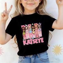 2026 New Arrival Kids Y2K Katseye Printed T Shirt Streetwear Boys Girls Short Sleeve Cartoon Summer Tops 110