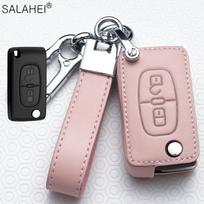 Naujas odinis automobilio raktų dėklas Nuotolinio valdymo pultelio apdangalas Peugeot 208 308 T9 508 2008 Citroen C4 Opel Corsa Crossland X Automobilio priedai gray