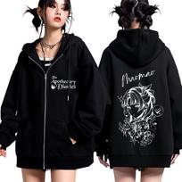 Anime The Apothecary Diaries Print Zipper Hoodie Men Women Fashion Vintage Sweatshirts Long Sleeves Loose Casual Zip Up Jackets L black