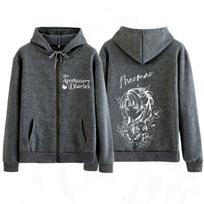 Anime The Apothecary Diaries Print Zipper Hoodie Men Women Fashion Vintage Sweatshirts Long Sleeves Loose Casual Zip Up Jackets XL gray