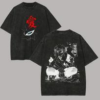 Minato Namikaze T-shirt Naruto Shippuden Tee Vintage Washed Oversized Retro Anime Harajuku Streetwear Hokage Mens Graphic Tops L