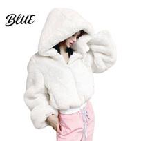 Autumn And Winter Women Jacket Lady Cardigan Coat Thickened Plush Hooded Collar Loose Windproof Solid Color S white