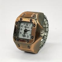 1PC square retro vintage vintage timepiece finger watch, antique copper high-end quartz ring watch gray