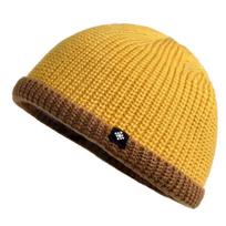 Men's hat, fleece, small pullover hat, windproof knitted wool, ear protection hat, face-showing, thickened in autumn and winter, no brim