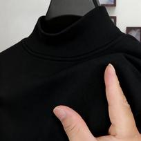 Men's Fleece Half Turtleneck Long-Sleeve Tee for Teenagers - Warm and Stylish Winter Wear 4XL black