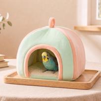Thick Velvet Parrot Fleece Warm Nest Sherpa Inner Liner Soft Skin-Friendly Small Bird Winter House Rounded Door Opening S white