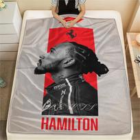 1PC Lewis Hamilton Print Flannel Blanket, High quality Comfortable for All Seasons, Home Decor, Warmth and Comfort, Perfect for Christmas Gifts 130cmx150cm