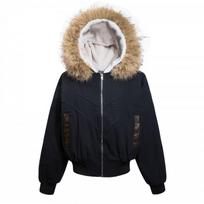 Winter Thick Cotton Padded Jacket With Faux Fur Trim Hood Teens Streetwear M gray