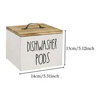Desktop Storage Box Wooden Rustic Laundry Dishwasher Pod Container Farmhouse Holder Kitchen
