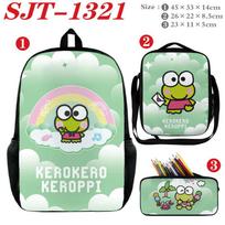 Sanrio Anime 3-Piece Set Backpack Lunch Bag Pencil Case Large Capacity Student School Bag Cute Cartoon Pink Three-piece suit