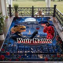 Custom Text Miraculous Ladybug Pattern Floor Rug Soft Indoor Carpet Mat Living Room Bedroom 80cmx120cm