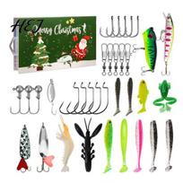 Fishing Competition Gear Advent Calendar for Men, 24 Days Christmas Countdown with Lures & Minnow And Worm Baits Hooks Freshwater and Saltwater C