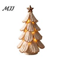 Christmas Souvenir Collection 1/2Pcs Vintage Lighted Tree Figurine, Mini Tabletop Centerpiece, Decor Holiday Room Ornament with Warm LED Lights, S