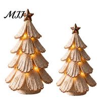 Christmas Souvenir Collection 1/2Pcs Vintage Lighted Tree Figurine, Mini Tabletop Centerpiece, Decor Holiday Room Ornament with Warm LED Lights, S+L