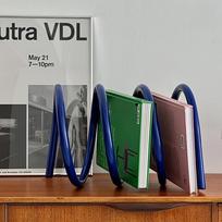 Magazine Rack, Office Bookshelf, Dopamine-Colored Internet-Famous Iron Art Spring Bookshelf,  Rotating Bookend, Desktop Magazine Organizer