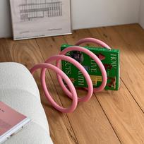 Magazine Rack, Office Bookshelf, Dopamine-Colored Internet-Famous Iron Art Spring Bookshelf,  Rotating Bookend, Desktop Magazine Organizer
