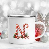26 Letter Printed Enamel Mug Coffee Juice Milk Mugs Christmas Handle Wine Cup Xmas Best Gifts For Her