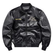 Mens Oversized Biker Jacket With Stand Collar Embroidery Loose Fit Windproof Nylon Motorcycle Outerwear black