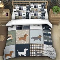 Minimalist Animal Dachshund Plaid Duvet Cover Sets Soft Printed Bedding Set Brushed Microfiber Duvet Covers with 1/2 Pillowcases 90×200cm&Duvet Cover