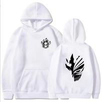 Anime Bleach Zaraki Kenpachi Funny Graphic Hoodies Vintage Oversized Hooded Hip Hop Long Sleeves Cotton Hoodie Men Women Clothes S white