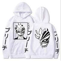 Anime Bleach Zaraki Kenpachi Funny Graphic Hoodies Vintage Oversized Hooded Hip Hop Long Sleeves Cotton Hoodie Men Women Clothes S white