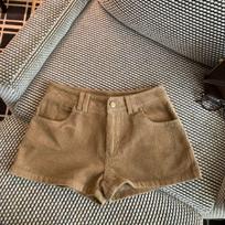 Y2K Vintage Corduroy Shorts for Women Low Rise Straight Leg Slim Casual Shorts Fall Winter Streetwear S brown