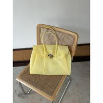 Transparent Jelly PVC Tote Bag With Lock Large Capacity Shoulder Handbag Daily Use Yellow beige