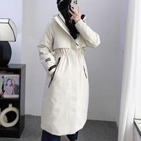 New goose down jacket women's wind shell. Fashion long medium and long jacket trench coat down jacket l [recommended 60-67.5kg] white