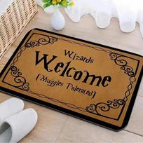 VIKAMA Vintage Wizards Welcome Door Mat, Brown Black Gothic Style Non-Slip Rug for Front Porch, Home Decor & Potter Fans 43X75CM