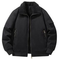 Men Autumn Winter Parkas Men Sherpa Workwear Jacket Male Fleece Lined Thick Warm Lapel Casual Cotton Coat L