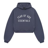 Women's Hoodie Fear of God Essentials Women's Fleece Cropped Hoodie Marine gray