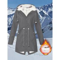 New Men's Fleece Lined Hooded Jacket, European & American Autumn Winter Outdoor Hiking Waterproof Windbreaker Coat XL gray