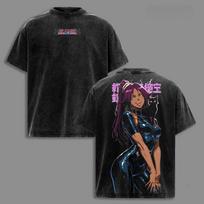 Hot Anime BLEACH Shihouin Yoruichi Print T-shirt Men Women Short Sleeve Clothing Cotton Tshirt Retro Washed T Shirt Manga Tops 4XL black