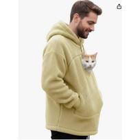 Fleece vyriškas augintinis viename vyriškas ir moteriškas su gobtuvu laisvas kasdienis šiltas megztinis L beige