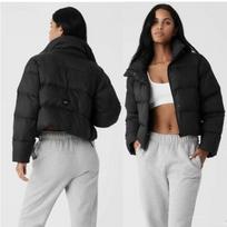 A home puff thickened down jacket women's winter stand-up collar loose short sports warm jacket new M black
