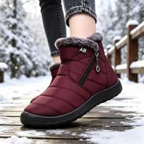 Women's Large Size Fleece-Lined Warm Waterproof High-Top Slip-On Snow Boots. 44