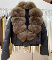 Europe and the United States new high-end big fur collar foreign gas cotton-padded clothes women's short thickened warm cotton-padded jacket jacket M