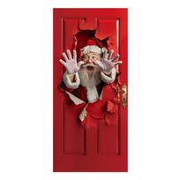 Christmas Door Curtain Decoration with Pre-Punched Holes and Ribbon for Holiday Doorway Decor S