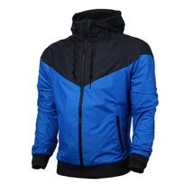 Men's Casual Sporty Windbreaker Hooded Running Jacket for Teenagers M black